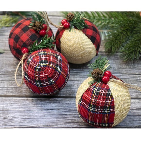 NEW Christmas Burlap Farmhouse Christmas Ornaments NWT‎ 12 pcs - Picture 7 of 10